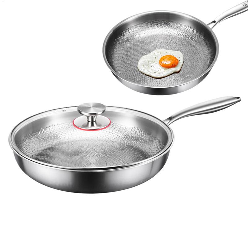 Crepe Pan Nonstick - Saute Pan Frying Skillet with Lid