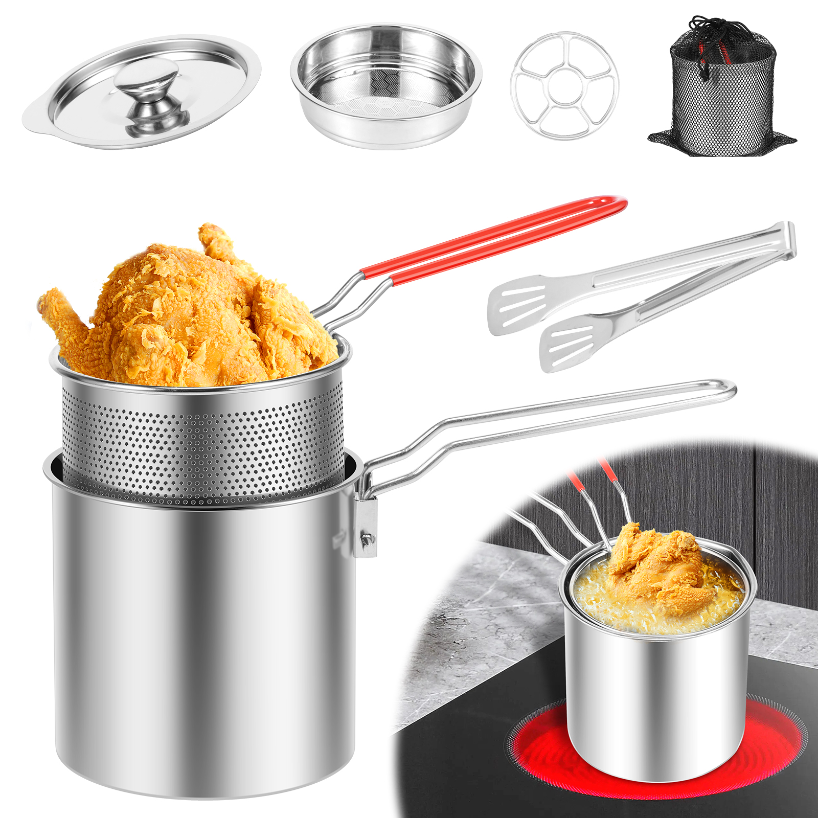Crepe Pan Nonstick - Deep Fryer Pots Stainless Steel Deep
