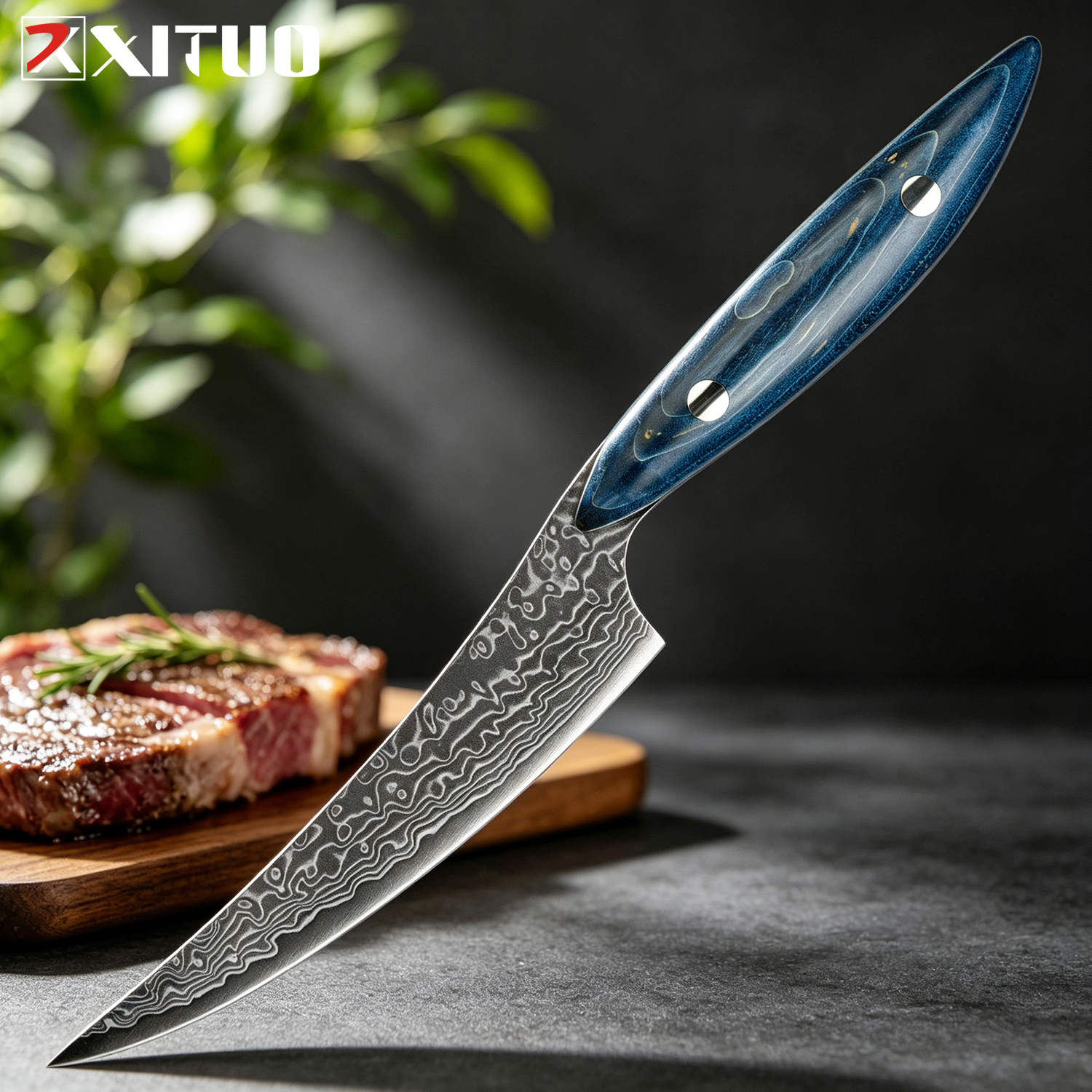 Home Cooking Steak - XITUO Damascus Steel 5