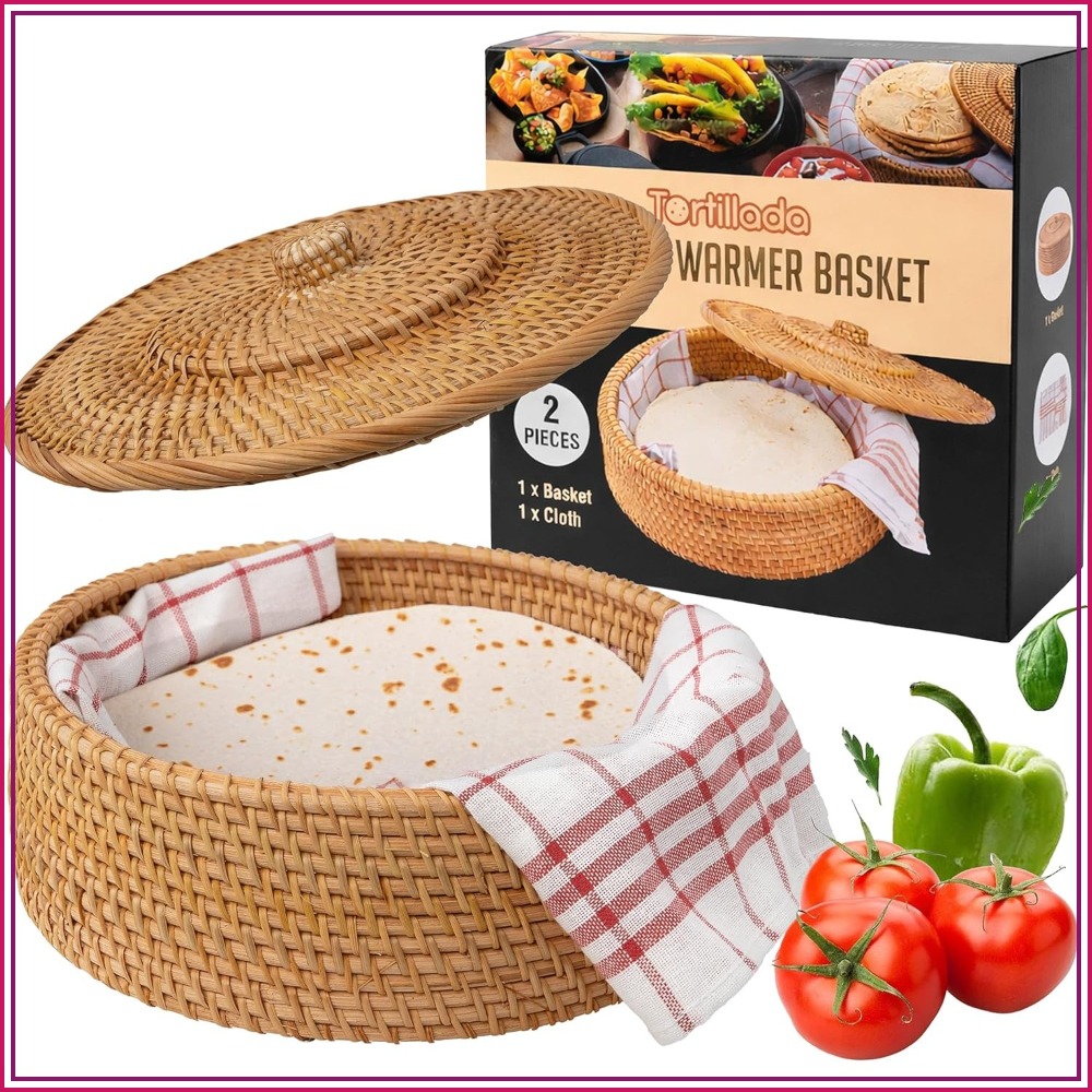 Rattan Tortilla Warmer Basket  - đánh giá và giá Tortilla Warmer Cloth