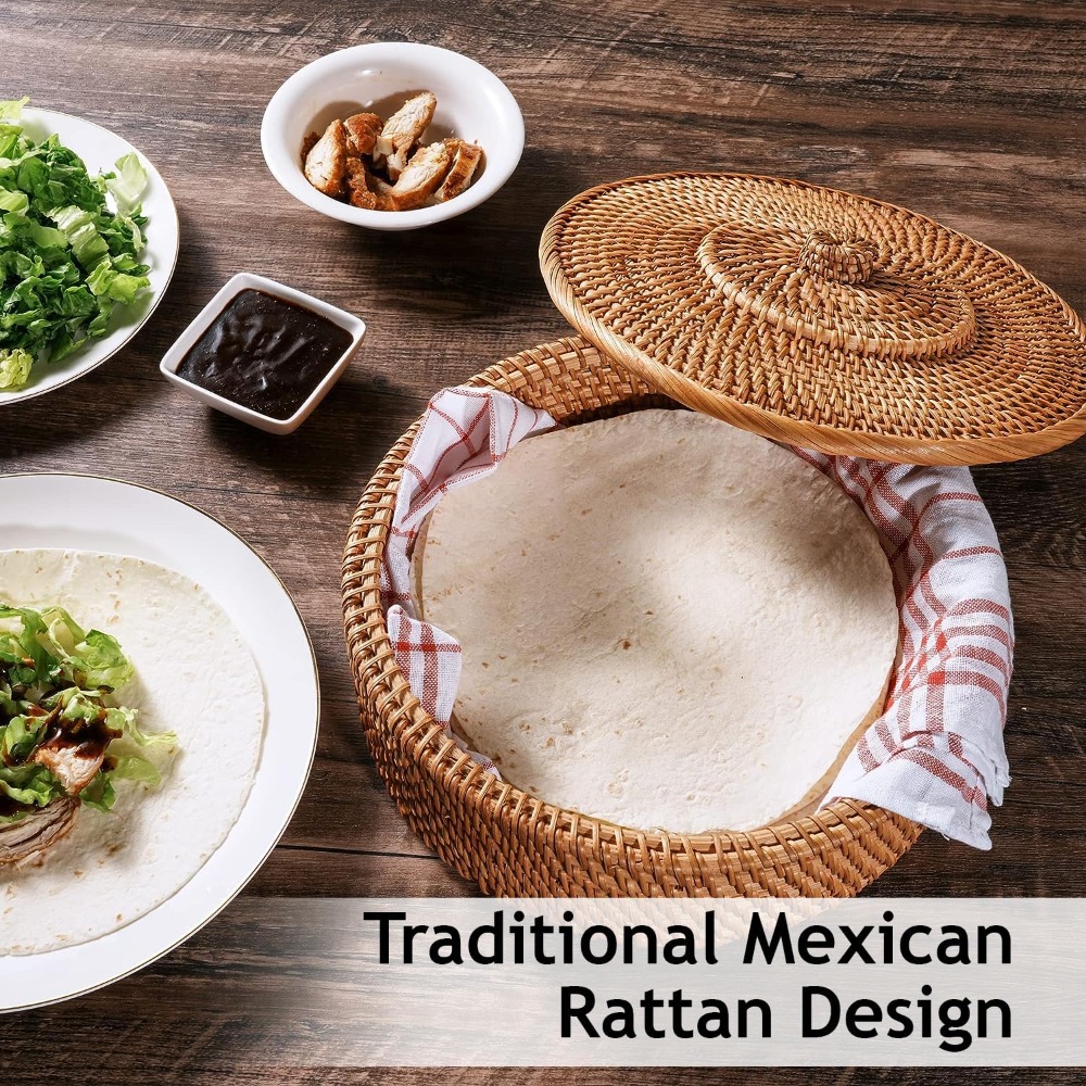 Rattan Tortilla Warmer Basket  - đánh giá và giá Tortilla Warmer Cloth